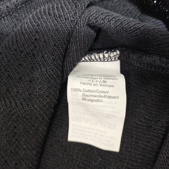 Madewell Short Sleeve Chevron Knit Black Button Up Blouse Large Medium - Picture 8 of 9